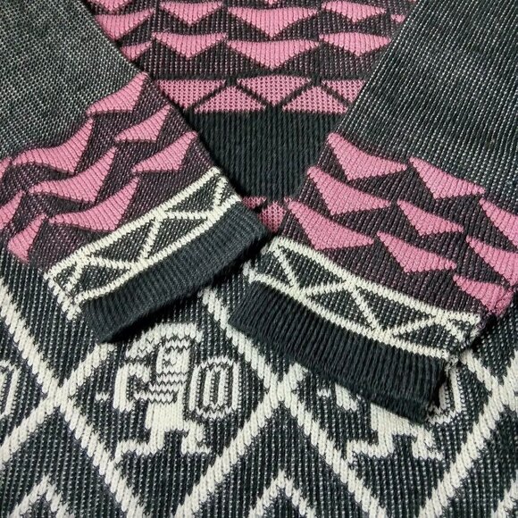 JC & Lewis Aztec Warrior M Sweater Women Black Pink Geometric Retro Vintage 80s - Picture 10 of 12
